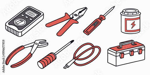 Electrical repair tools and measurement equipment kit with electrical multimeter screwdriver electronics maintenance construction hardware electrician equipment industry professional