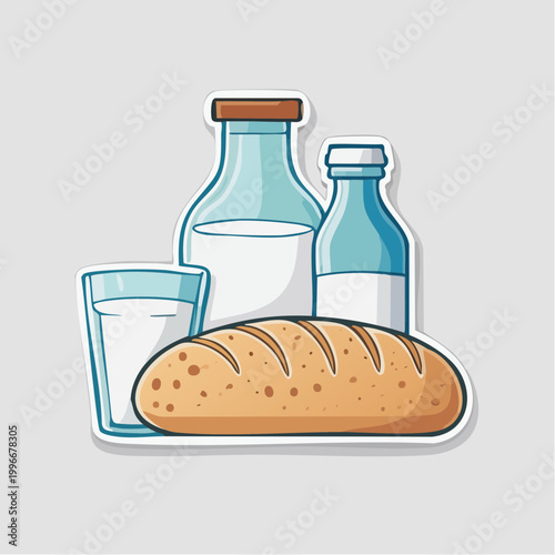 Milk and Bread Illustration