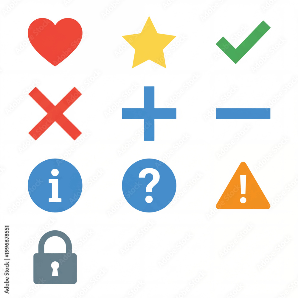 Obraz premium Collection of simple flat design icons for user interface elements.