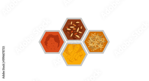 Collection of Honeycomb Bowls with Spices And Flavors