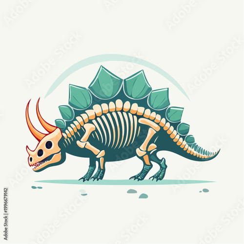 Stylized Stegosaurus Skeleton Illustration