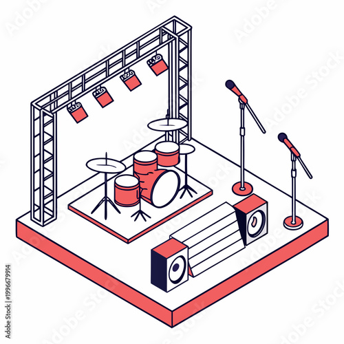 Stage equipment for live music performance.