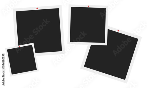 blank photo frames with pin template photo mockup illustration clipart