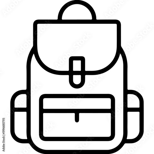 Minimal backpack icon with straps and flap pocket