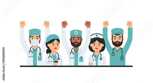 Diverse Medical Professionals Celebrating.