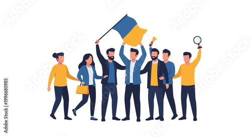 Diverse group of happy people.