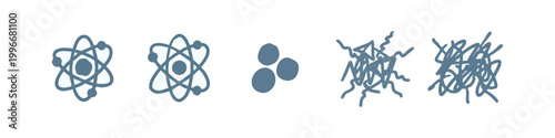 Blue Doodle Icons: Atoms and Chaos