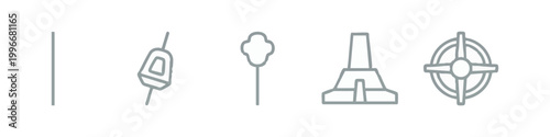 Minimalist Line Art Space Icons - Futuristic Technology and Planet Symbols Set