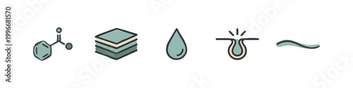 Muted Color Hand Drawn Cosmetic Ingredients and Skincare Icons