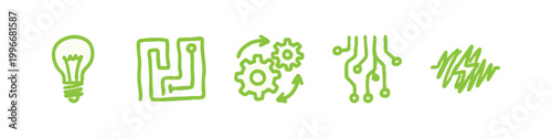 Green Technology and Innovation Sketchy Icons Set