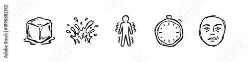 Doodle Icons: Ice Cube, Splash, Shiver, Clock, Face