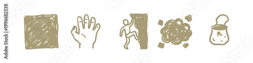 Tan hand drawn rock climbing and outdoor adventure icons
