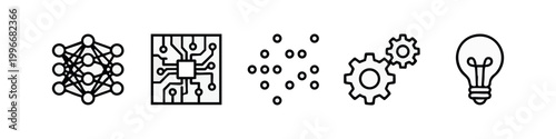 Minimalist Technology and Artificial Intelligence Line Art Icon Collection