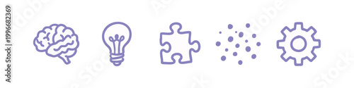 Purple Brainstorming and Creativity Hand Drawn Doodle Icons