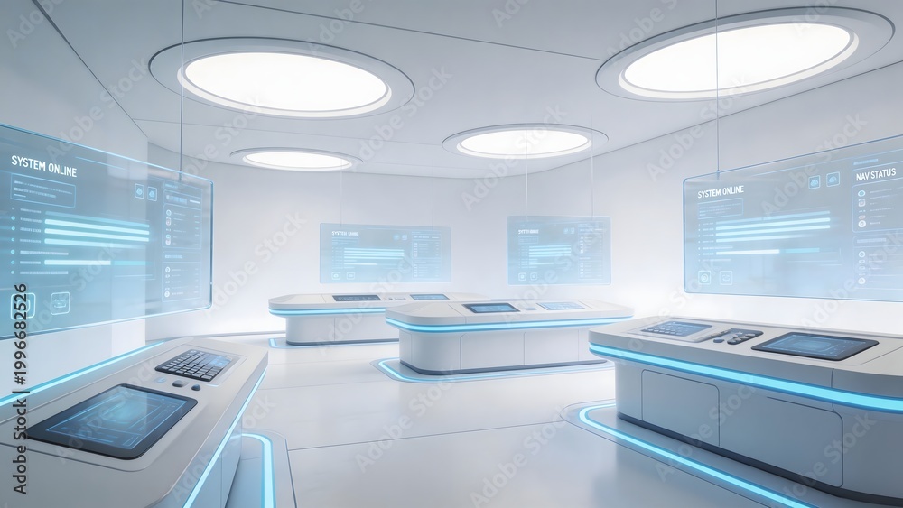 Fototapeta premium Futuristic control room with digital displays