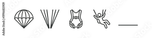 Skydiving Line Art Icons