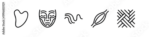 Facial Massage and Skincare Line Art Icons