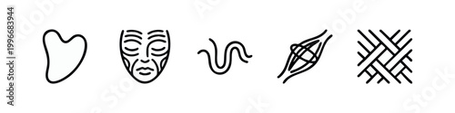 Facial Massage and Skincare Line Art Icons