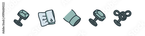 Elegant Color Illustration of Men's Cufflinks and Formal Shirt Accessories