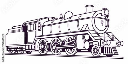Bild auf Leinwand Minimalist vintage steam engine locomotive silhouette with locomotive transport