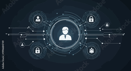 Cyber security, user protection, online safety icons, network security, digital shield