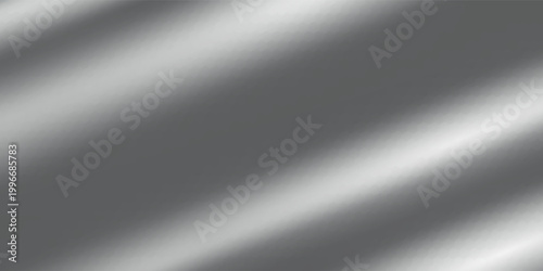 Silver metal foil gradient with chrome gloss and textured steel surface. 3D shiny background with mirror reflection and smooth grunge effect. Realistic vector in futuristic Y2K design trend