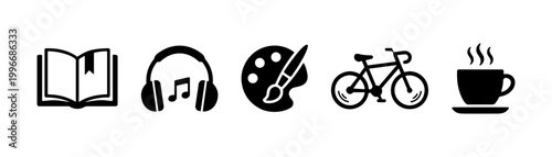 Hobbies and Leisure Activity Icons Set