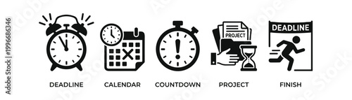 Deadline and Time Management Icon Set