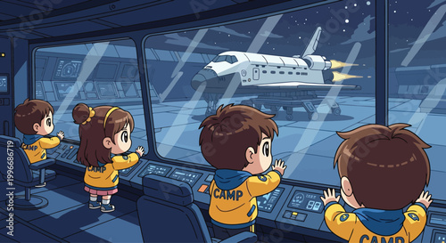 Group Of Children Standing Together Looking Curious.