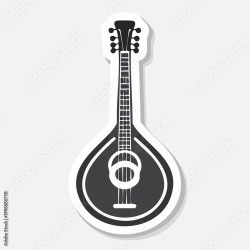 Stylized Icon of a Bouzouki Musical Instrument