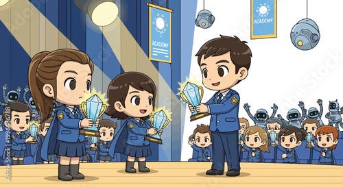 Student Receives Trophy During Award Ceremony.