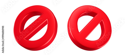 3D red prohibition sign