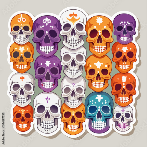 Colorful Sugar Skulls Pattern