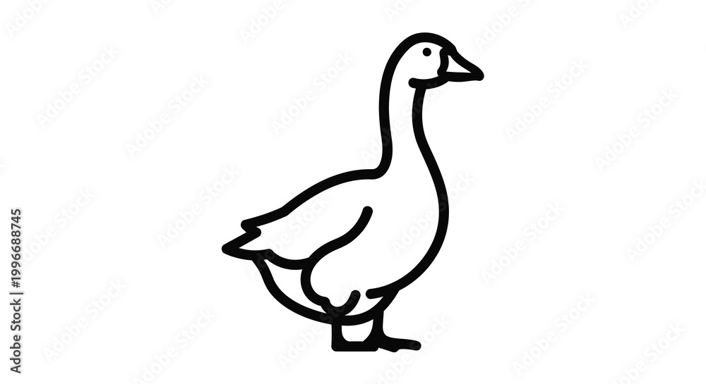 Fototapeta premium Simple line drawing depicts a goose standing gracefully a dark silhouette