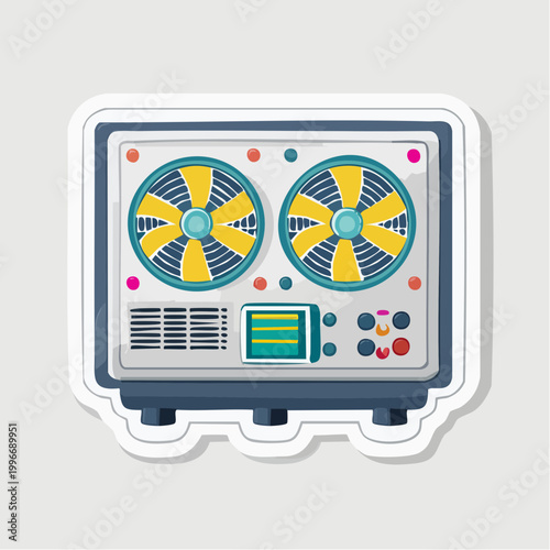 Retro Reel-to-Reel Tape Recorder with Dual Fans