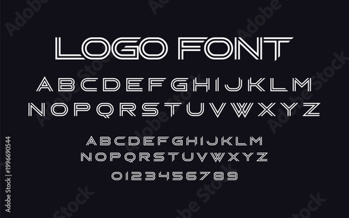 Futuristic Double Line Display Font Vector Set Logo
