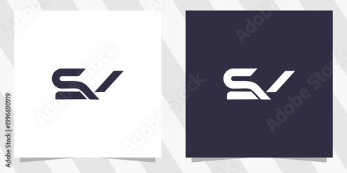 letter sv vs logo design