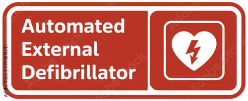automated external defibrillator sign with heart lightning bolt icon