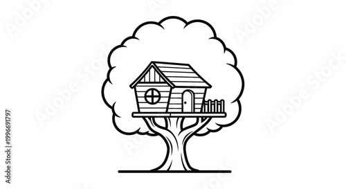 Tableau sur toile treehouse silhouette on transparent background high quality professional