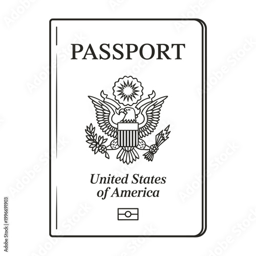 passport cover with united states emblem on white background