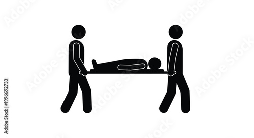 medical stretcher with patient silhouette on transparent background