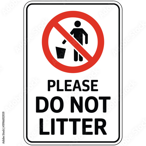 Foto no littering sign with red prohibition circle and text