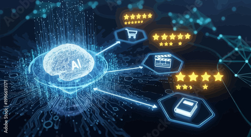 Artificial Intelligence, AI Brain, Neural Network, Technology Icons, Futuristic Concepts