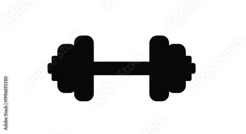 A black barbell icon represents strength and fitness shown as a silhouette