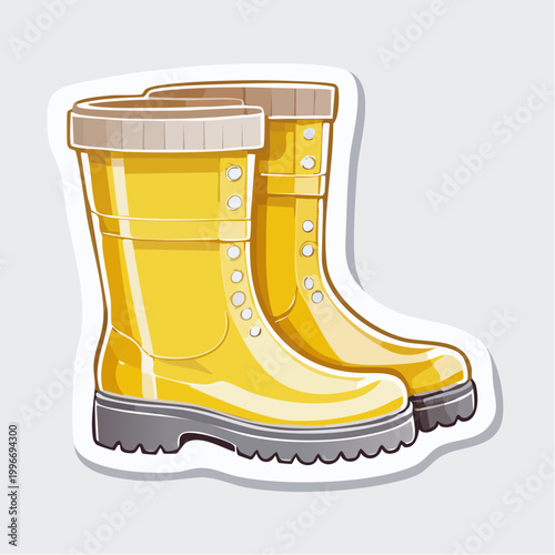 Yellow Rubber Boots Illustration