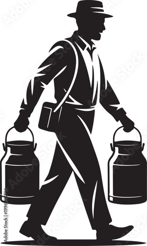 Man carrying two milk cans