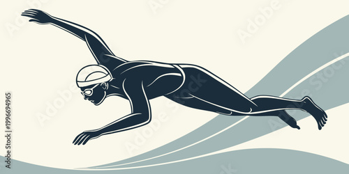 Photos Stylized vector graphic of a swimmer performing a freestyle stroke with swimming