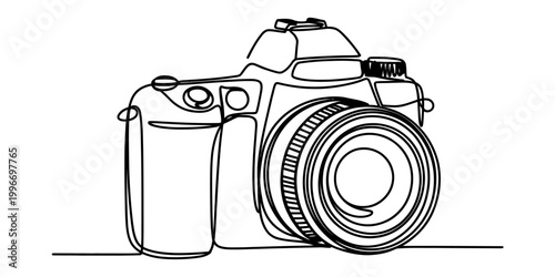 Continuous single line drawing of a digital dslr camera Vector, illustration