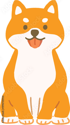 柴犬のかわいいベクターイラスト（正面）