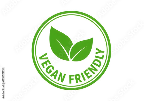 Vegan friendly green leaf logo symbol icon for food products  eco friendly certification 